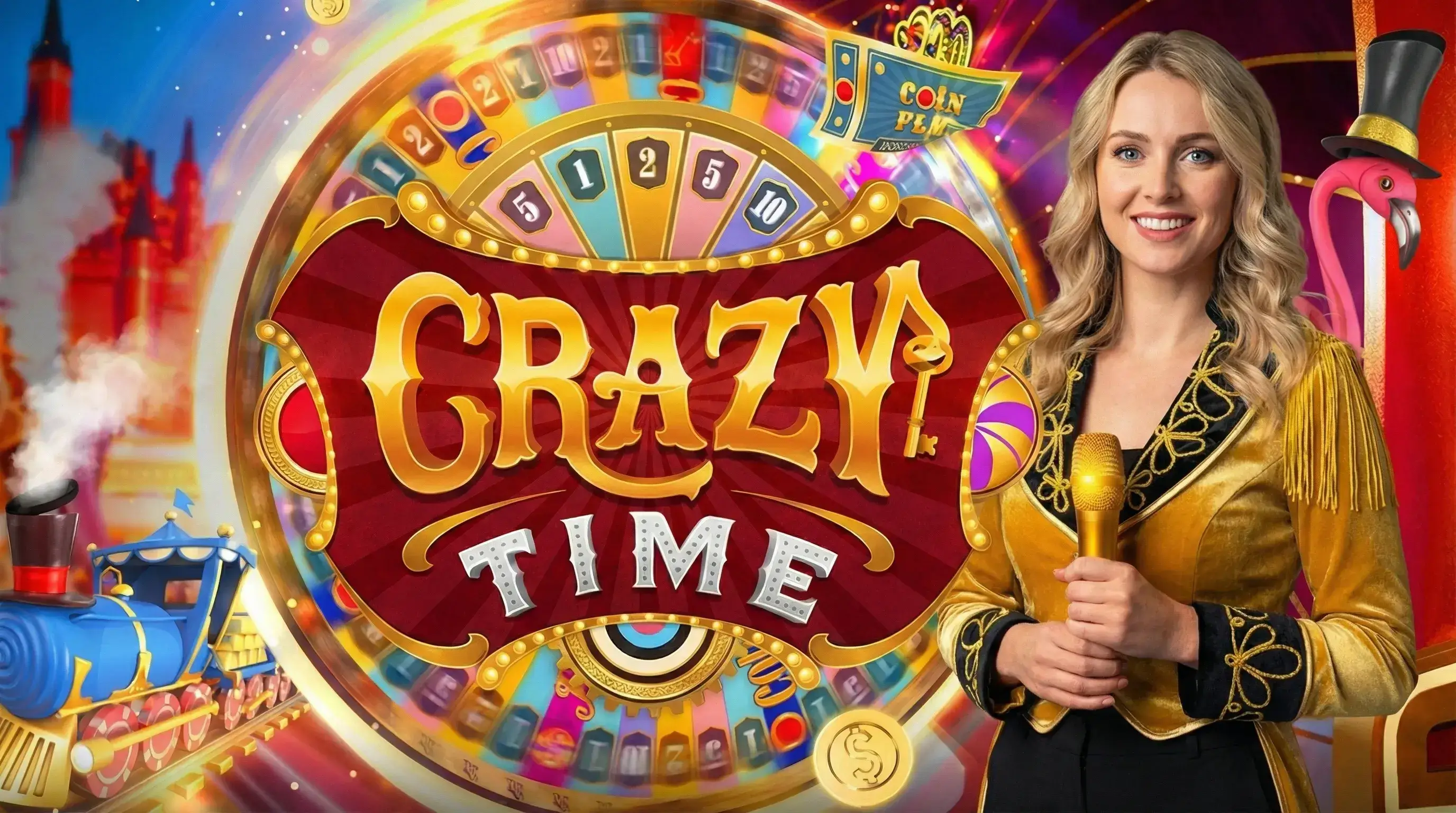 Mesa de Crazy Time con todas las opciones de apuesta y bonus rounds